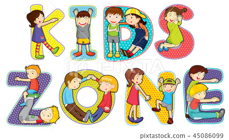 Children on kids zone symbol 45086099