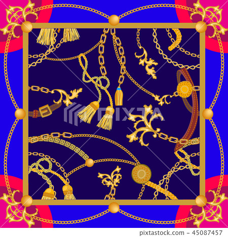 Silk scarf with baroque motifs.  45087457