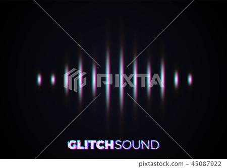 Audio or sound wave with music volume peaks and color glitch effect Audio or sound wave with music volume peaks and color glitch effect 45087922