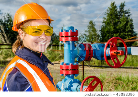Woman worker in the oilfield Woman worker in the oilfield 45088396