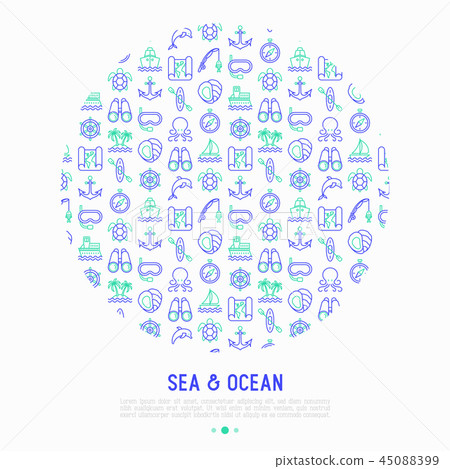 Sea and ocean journey concept in circle 45088399