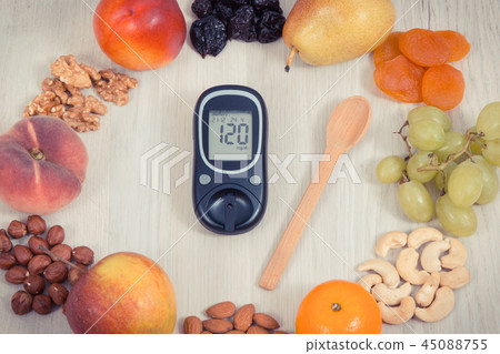 Glucose meter with result of sugar level 45088755