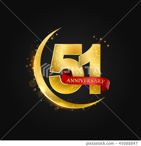 51 years anniversary gold half moon and glitter. 51 years anniversary gold half moon and glitter. 45088847