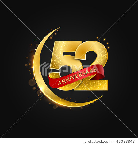 52 years anniversary gold half moon and glitter. 45088848