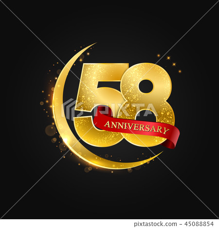 58 years anniversary gold half moon and glitter. 58 years anniversary gold half moon and glitter. 45088854