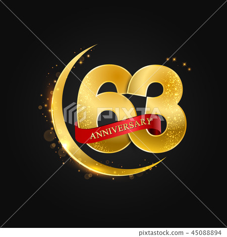 63 years anniversary gold half moon and glitter. 45088894