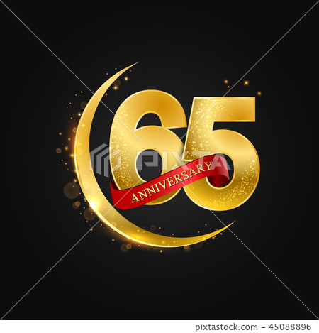65 years anniversary gold half moon and glitter. 65 years anniversary gold half moon and glitter. 45088896