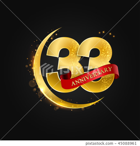 33 years anniversary gold half moon and glitter. 33 years anniversary gold half moon and glitter. 45088961