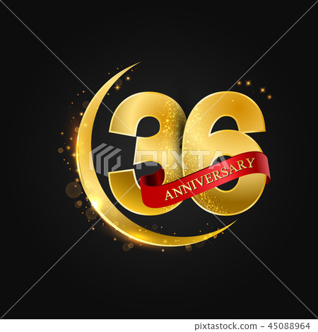 36 years anniversary gold half moon and glitter. 45088964