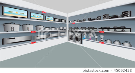 Electronic department store with electrical . Electronic department store with electrical . 45092438