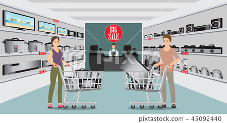 Customer shopping at electronic department store. Customer shopping at electronic department store. 45092440