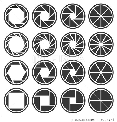 Aperture Camera Shutter Focus Icons Set. Vector - Stock Illustration ...