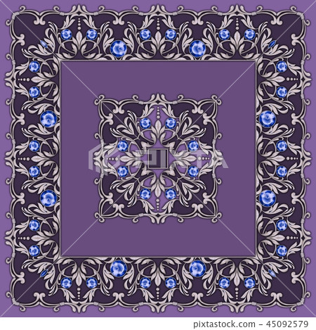 Square composition with golden scrolls and leaves Square composition with golden scrolls and leaves 45092579