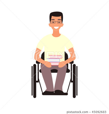 Handicap student sit in whilechair.  45092683