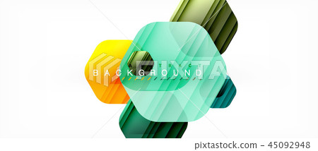 Glossy color hexagons modern composition background, shiny glass design 45092948
