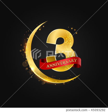 3 years anniversary gold half moon and glitter. 3 years anniversary gold half moon and glitter. 45093292