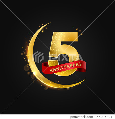 5 years anniversary gold half moon and glitter. 5 years anniversary gold half moon and glitter. 45093294