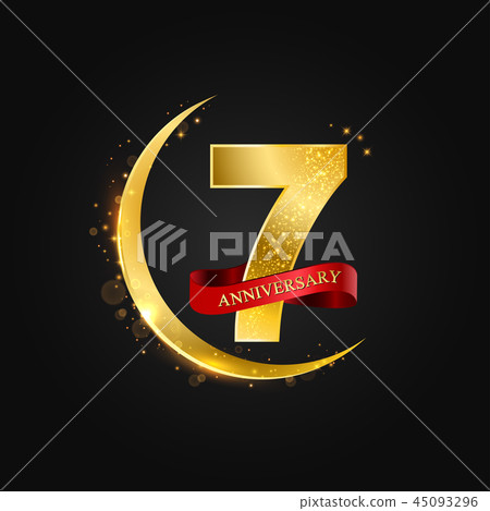 7 years anniversary gold half moon and glitter. 45093296