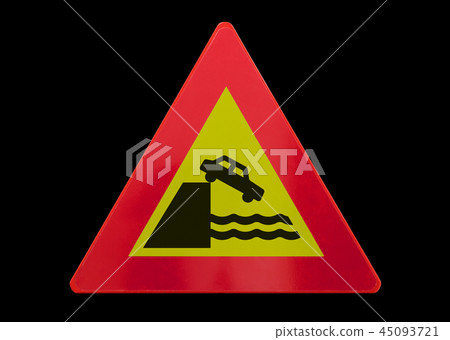 Traffic sign isolated - Car falls of the cliff 45093721