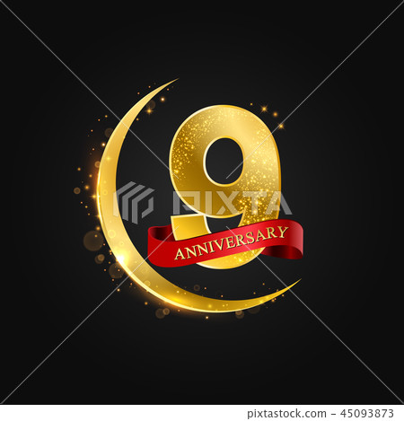 9 years anniversary gold half moon and glitter. 9 years anniversary gold half moon and glitter. 45093873