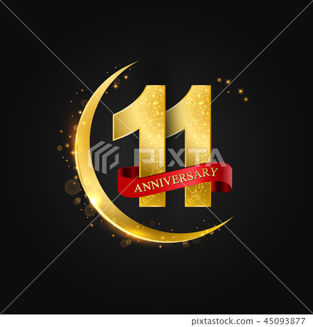 11 years anniversary gold half moon and glitter. 45093877