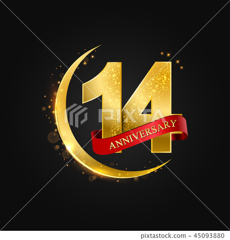 14 years anniversary gold half moon and glitter. 45093880