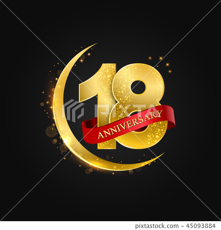 18 years anniversary gold half moon and glitter. 45093884