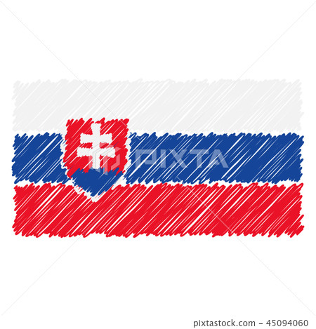 Hand Drawn National Flag Of Slovakia Isolated On A White Background. Vector Sketch Style Hand Drawn National Flag Of Slovakia Isolated On A White Background. Vector Sketch Style 45094060