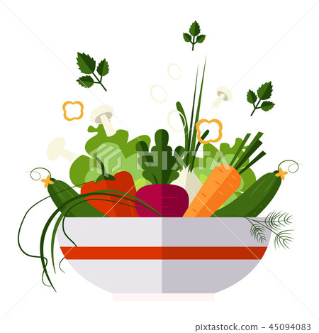 Vegetable salad, healthy food, diet. flat style 45094083