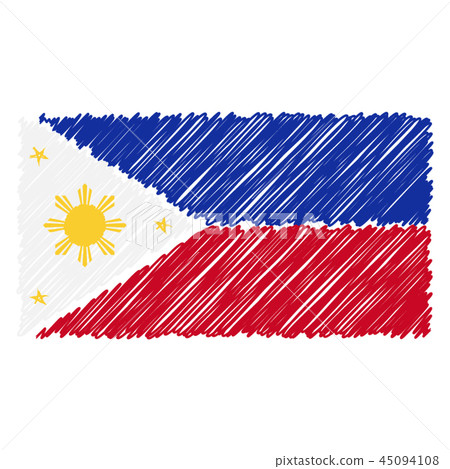 Hand Drawn National Flag Of Phillippines Isolated On A White Background. Vector Sketch Style Hand Drawn National Flag Of Phillippines Isolated On A White Background. Vector Sketch Style 45094108