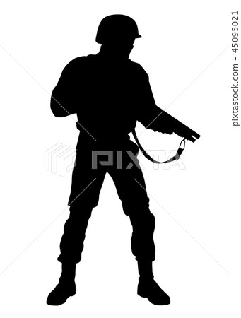 Armed police riot squad fighter vector silhouette 45095021