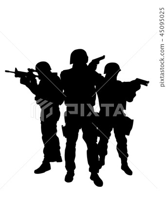 Police special forces officers vector black silhouette 45095025