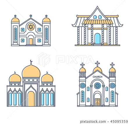 Church Mosque Synagogue Pagoda Buildings Stock Illustration 45095359 Pixta