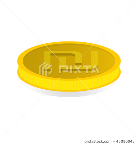 Gold coin with the symbol of the shekel 45096043