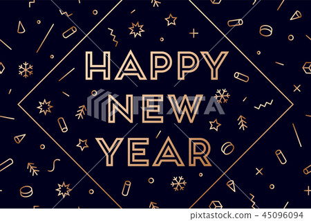 2019. Happy New Year. Greeting card with inscription Happy New Year 45096094