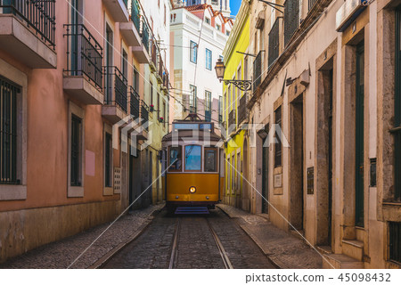tram on line 28 in lisbon, portugal 45098432