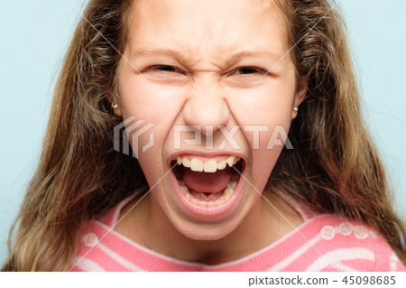 angry cross irritated girl screaming emotion angry cross irritated girl screaming emotion 45098685