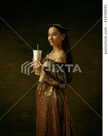 Girl in medieval beautiful dress 45098895