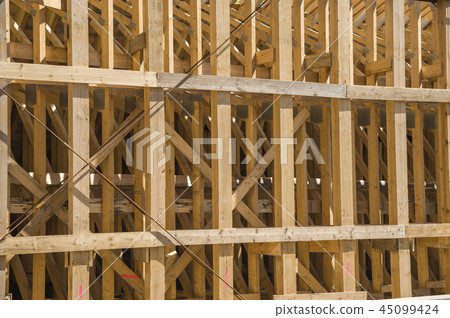 Wooden scaffolding of a bridge near Heiligenhafen 45099424