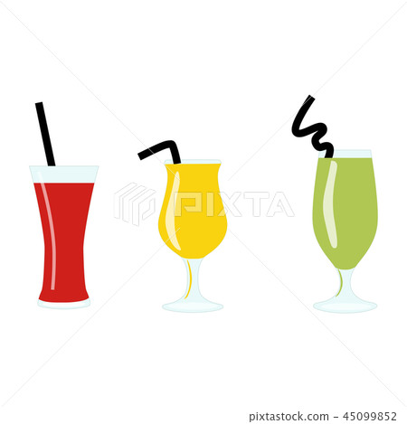 Set of exotic alcohol cocktails or juices isolated 45099852