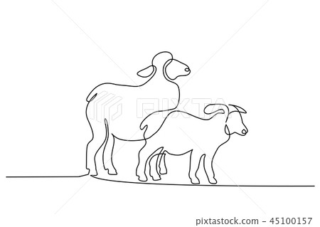 Continuous one line draw Sheep minimalistic style 45100157