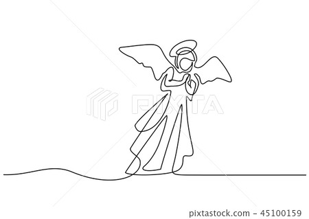 Bible Merry christmas angel woman one line drawing 45100159