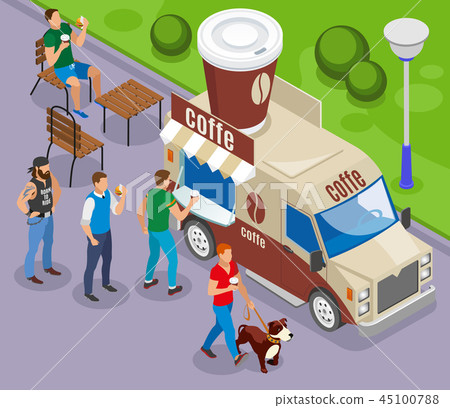 Street Food Coffee Isometric Composition 45100788