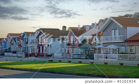 colorful houses of costa nova in portugal colorful houses of costa nova in portugal 45101914