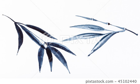 bamboo twigs drawn by black watercolors bamboo twigs drawn by black watercolors 45102440