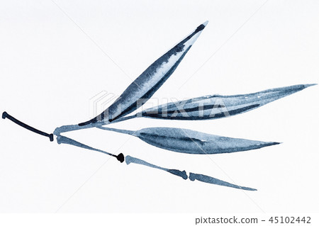 bamboo twig drawn by black watercolors bamboo twig drawn by black watercolors 45102442