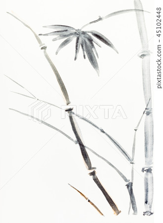 bamboo bush drawn by black and brown watercolors bamboo bush drawn by black and brown watercolors 45102448