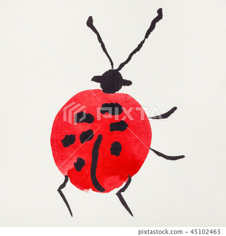 ladybug drawn by red and black watercolors ladybug drawn by red and black watercolors 45102463