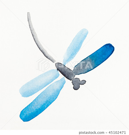 dragonfly with blue wings drawn by watercolors dragonfly with blue wings drawn by watercolors 45102471