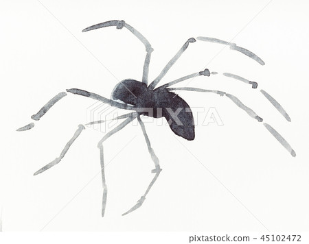 running spider drawn by black watercolors running spider drawn by black watercolors 45102472